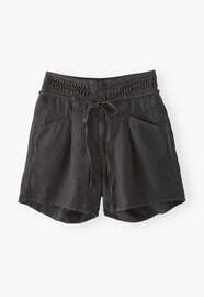 Hoch taillierte Shorts, Kohlschwarz, webstill