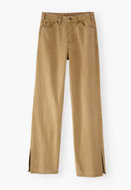 Jeans mit geteiltem Saum, Karamellbraun, webstill