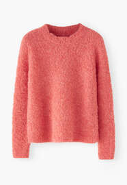 Pullover mit Rundhalsausschnitt, Bonbonpink, webstill