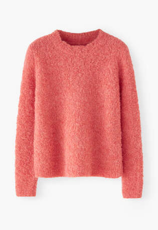 Pullover mit Rundhalsausschnitt, Bonbonpink, webstill