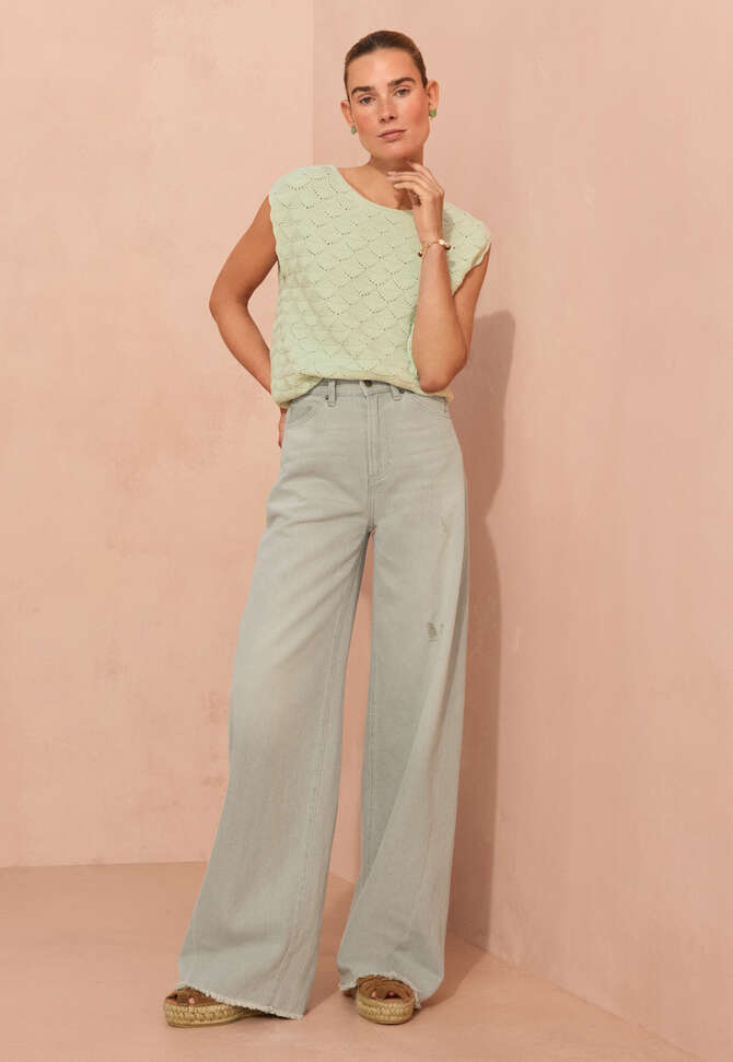 &Auml;rmelloser Musterpullover, Blasses Mint, completeTheLook