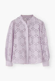 Cutwork-Bluse, Zartes Lavendel, webstill