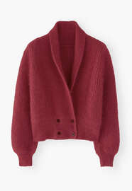 Cardigan mit Schalkragen, Granat, webstill