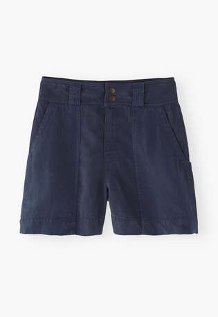 Kontraststoff-Shorts, Indigoblau, webstill