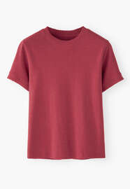T-Shirt aus geripptem Jersey, Karmesinrot, webstill