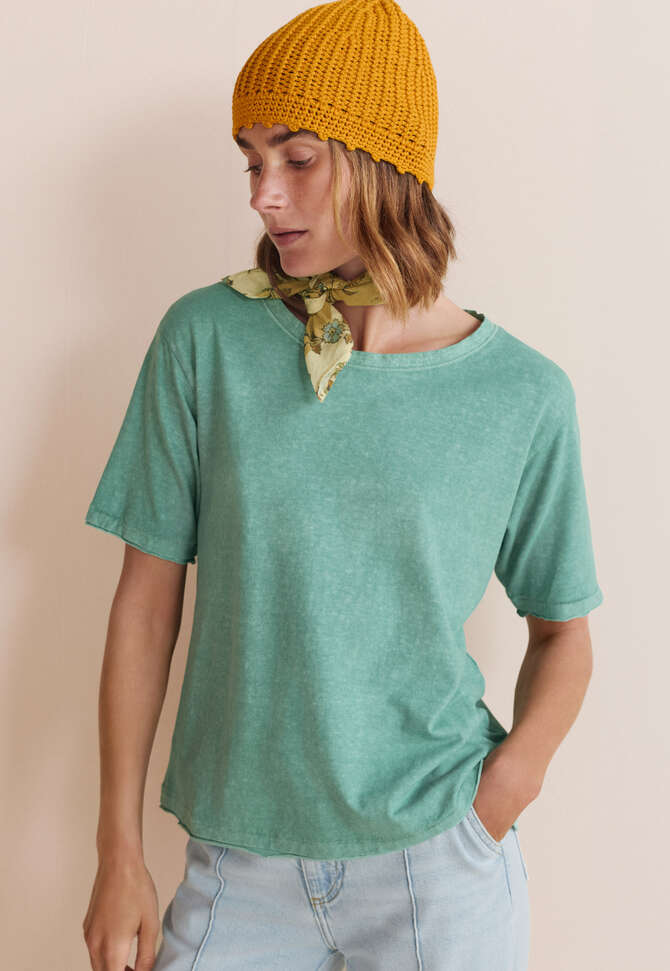 Kastiges T-Shirt, T&uuml;rkis, completeTheLook