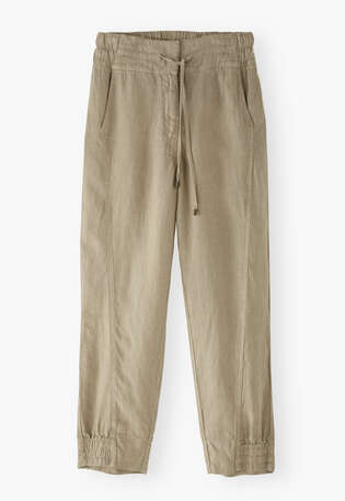 Schmal zulaufende Hose, Blasses Khaki, webstill