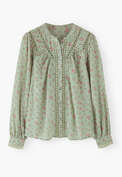 Printed gauze blouse, Soft mint, webstill