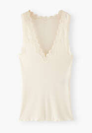 Jersey-Tr&auml;ger-Top mit Spitze, Off-white, webstill