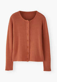 Cardigan im Waffelmuster, Terrakotta-Orange, webstill