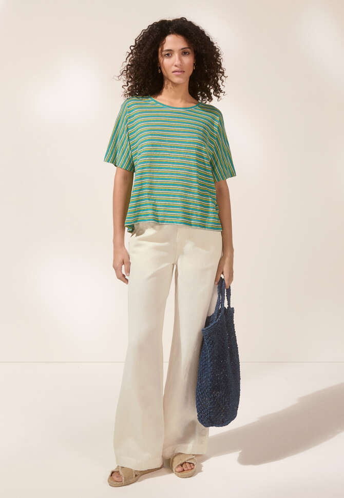 Gestreiftes T-Shirt, Lorbeer/Limette, completeTheLook