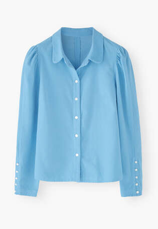 Durchgekn&ouml;pfte Bluse, Leuchtendes Himmelblau, webstill