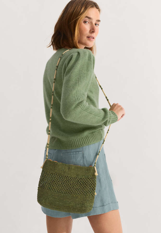 Geh&auml;kelte Crossbody-Tasche, Limette, completeTheLook