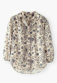 Bedruckte Bluse, Ecru, webstill