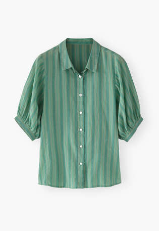 Gestreifte Bluse, Zartes Jade, webstill