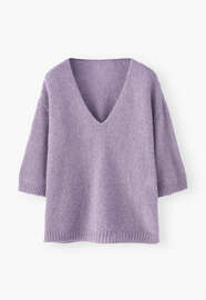 Pullover mit V-Ausschnitt, Heidekraut, webstill