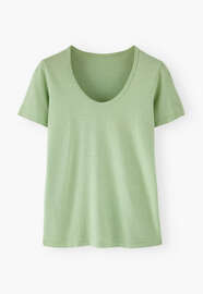 T-Shirt mit U-Ausschnitt, Mintgr&uuml;n, webstill