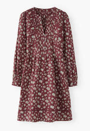 Kurzes Kleid mit Print, Wein, webstill