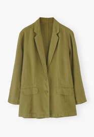 Entspannter Blazer, Helles Oliv, webstill