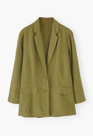 Entspannter Blazer, Helles Oliv, webstill