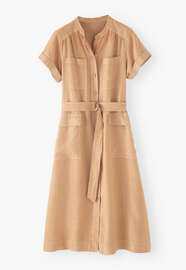 Utility-Hemdblusenkleid, Goldbraun, webstill