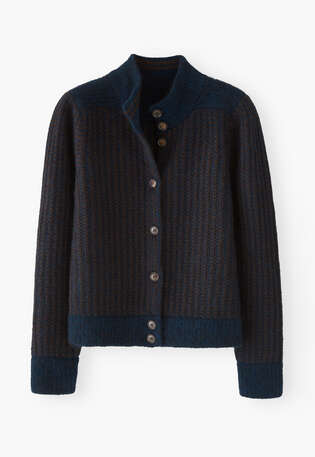Stitch-detail knitted jacket, Midnight umber, webstill