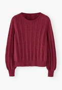 Lace-stitch sweater, Garnet, webstill