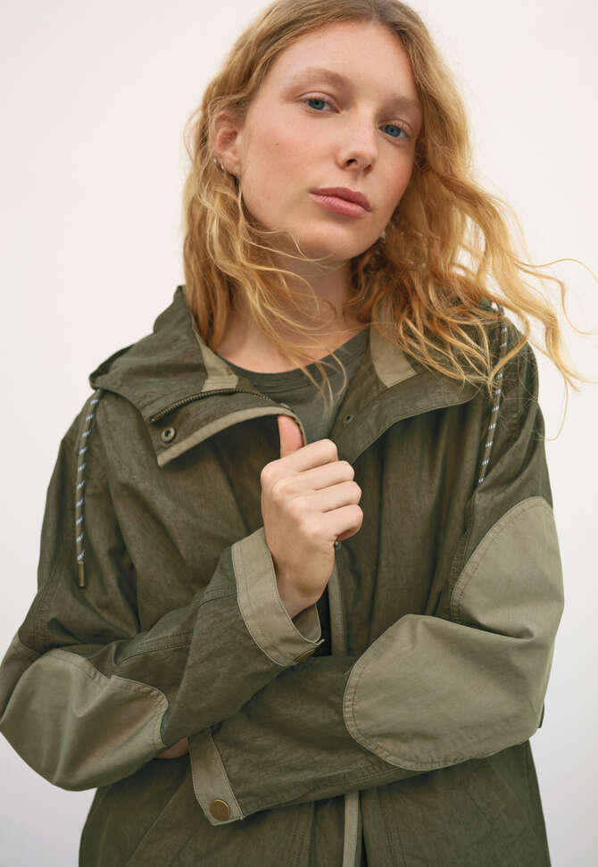 Regenparka mit Eins&auml;tzen, Dunkles Khaki, completeTheLook