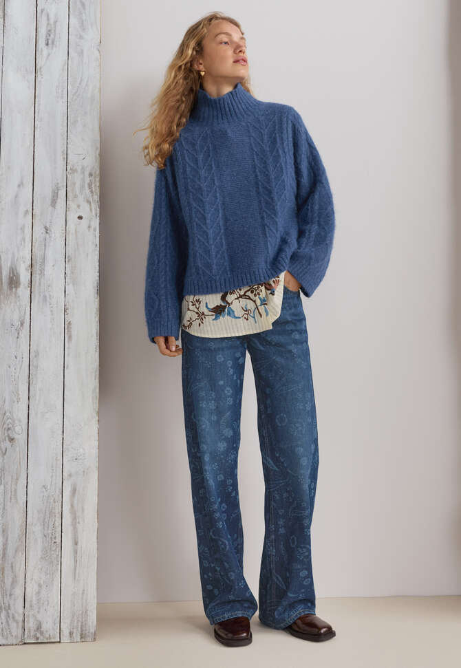 Zopfmuster-Pullover, K&ouml;nigsblau, completeTheLook