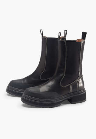 Stiefeletten, Schwarz, webstill