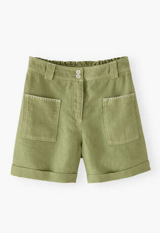 Shorts mit aufgesetzten Taschen, Blattgr&uuml;n, webstill