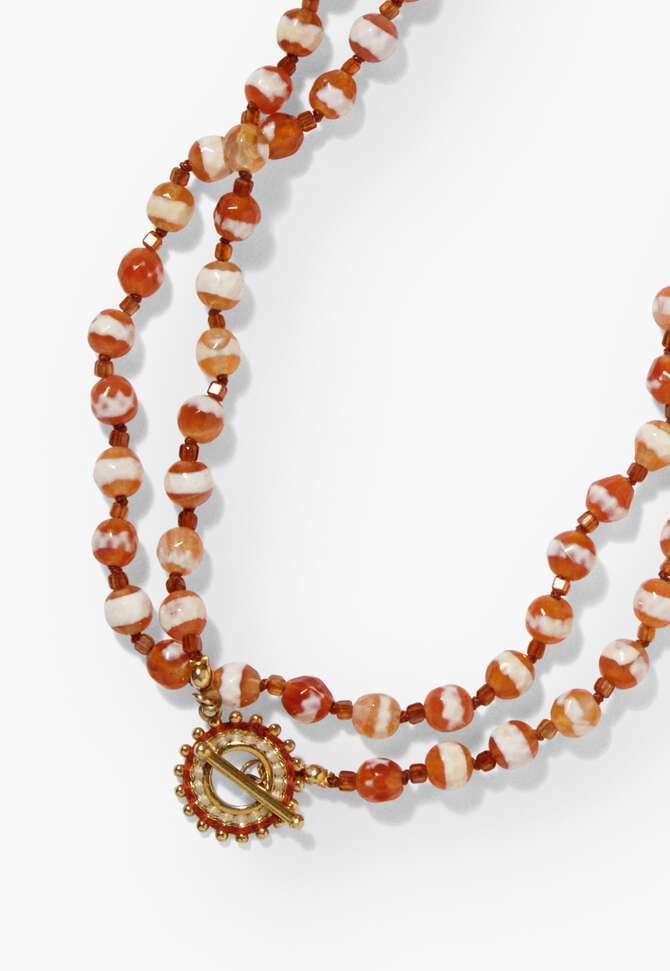 Multi loop beaded necklace, Apricot, completeTheLook