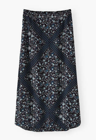 Rock mit Print , Aqua/Schwarz, webstill