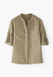 Safari-Bluse, Khaki, webstill