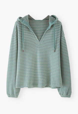 Texturiertes Streifen-Hoodie, Meerschaum/Kreide, webstill