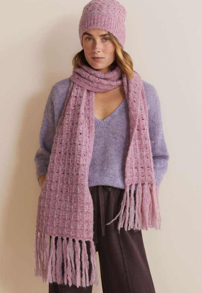 Schal im H&auml;kelmuster, Rosa Lavendel, completeTheLook