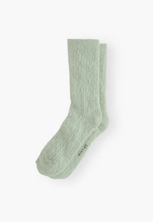 Socken im Spitzenmuster, Helles Gr&uuml;n, webstill