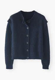 Rippstrick-Cardigan, Indigo, webstill