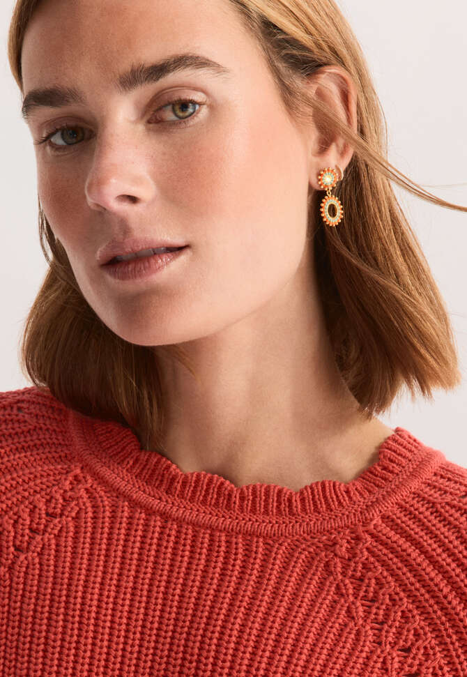 Ohrringe mit Anh&auml;nger in Sonnenform, Orange/Himmelblau, completeTheLook