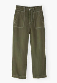 Hose mit Profiltaschen, Moos, webstill