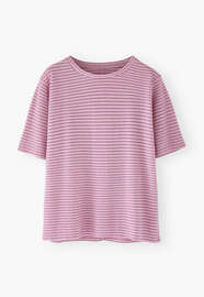 Gestreiftes T-Shirt, Orchideenrosa, webstill