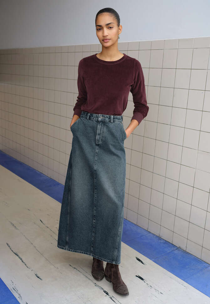 Velours-Oberteil, Dunkle Aubergine, completeTheLook