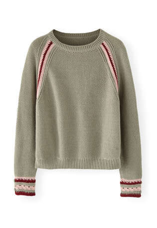 Pullover mit H&auml;keldetails, Salbei/Ros&eacute;, webstill