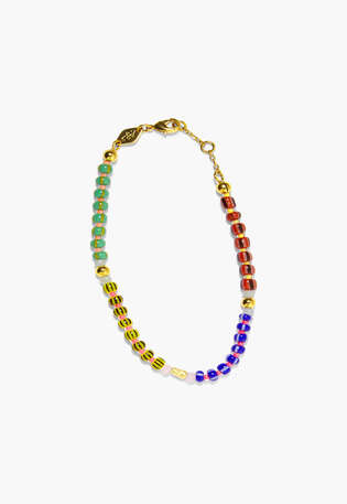 Perlenarmband, Gestreift/mehrfarbig, webstill