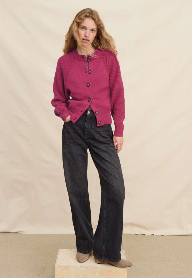 Cardigan mit Fledermaus&auml;rmeln, Beerenrosa, completeTheLook