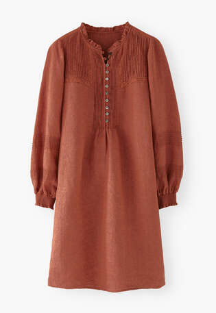 Kleid mit Biesen, Kupferfeige, webstill
