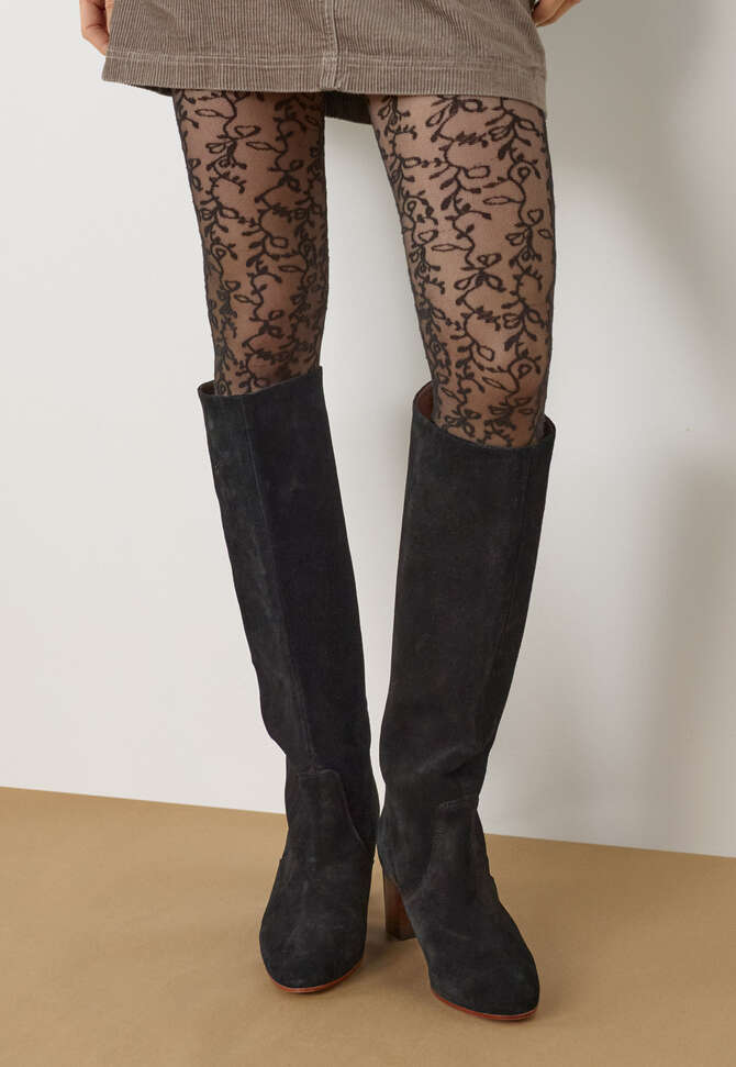 Strumpfhosen mit Spitzenmuster, Schwarz, completeTheLook
