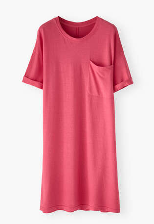 T-Shirt-Kleid, Wassermelonenrosa, webstill