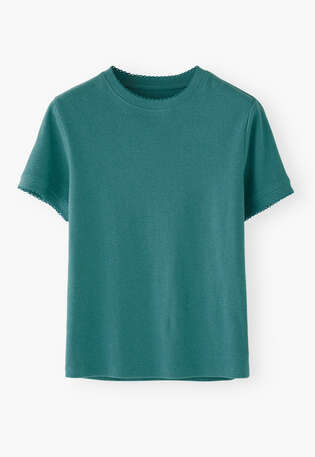 T-Shirt aus geripptem Jersey, Aquamarin, webstill