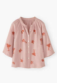 Bestickte Bluse, Zartes Ros&eacute;, webstill